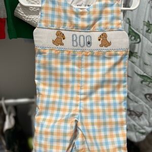 Elizabeth Suzann Blue and Orange Checkered Kids Overalls